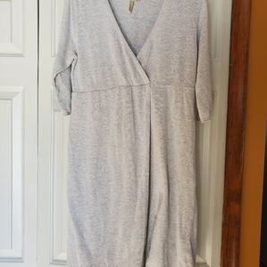 J Jill linen blend faux wrap dress medium  heathered gray